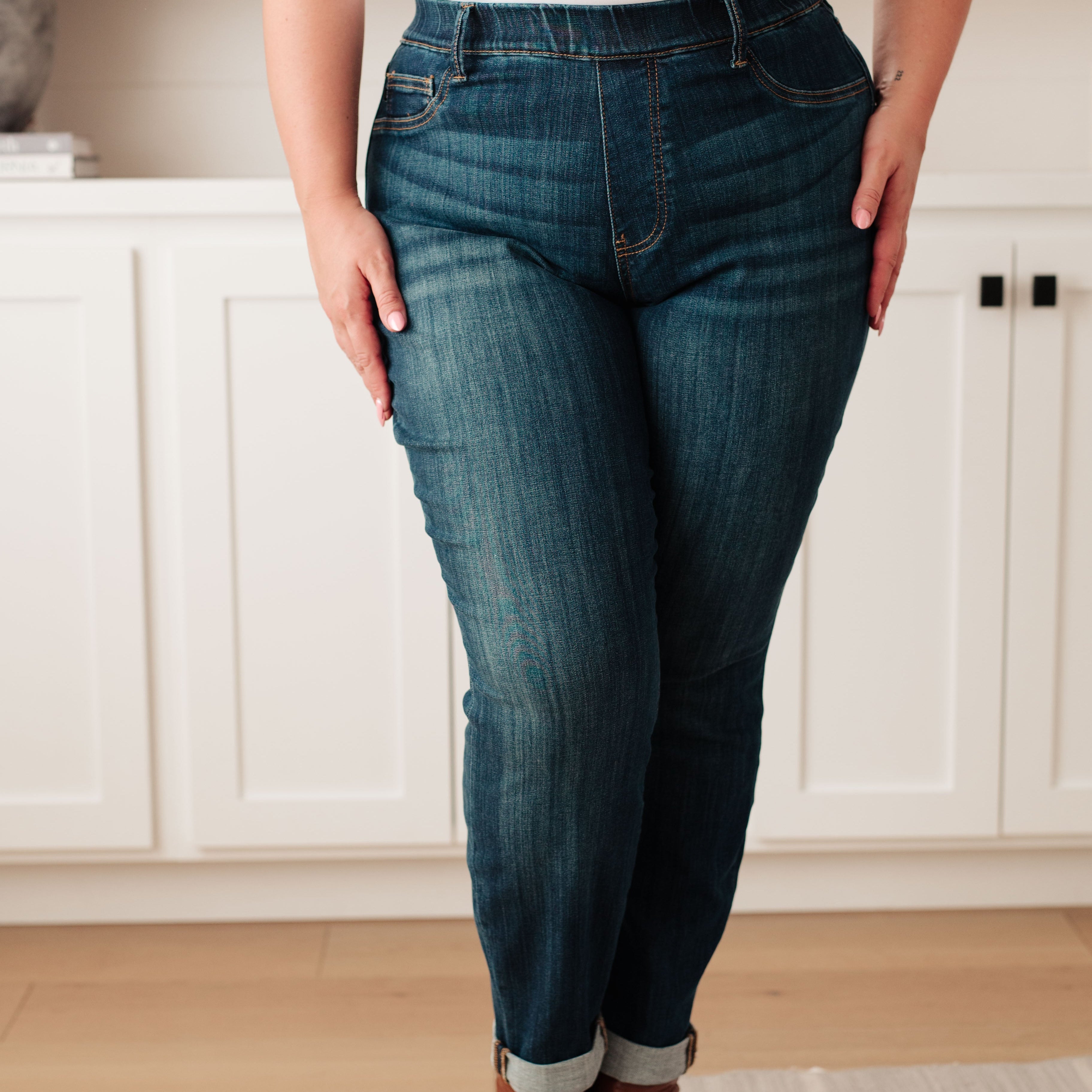 Judy Blue - Rowena High Rise Pull On Double Cuff Slim Jeans