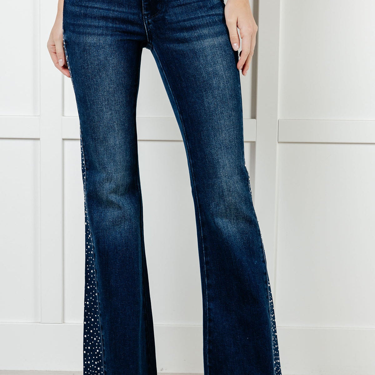 Judy Blue - Shannon Mid Rise Rhinestone Detail Flare Jeans