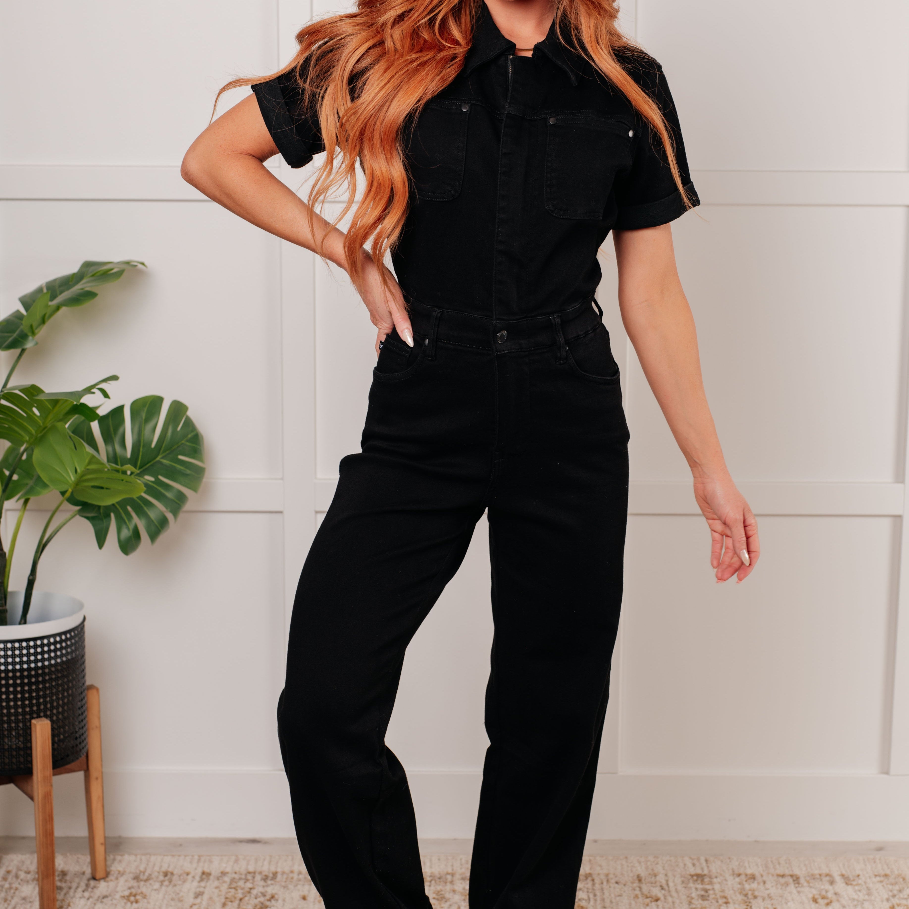 Judy Blue - Tilda Short Sleeve Control Top Denim Jumpsuit