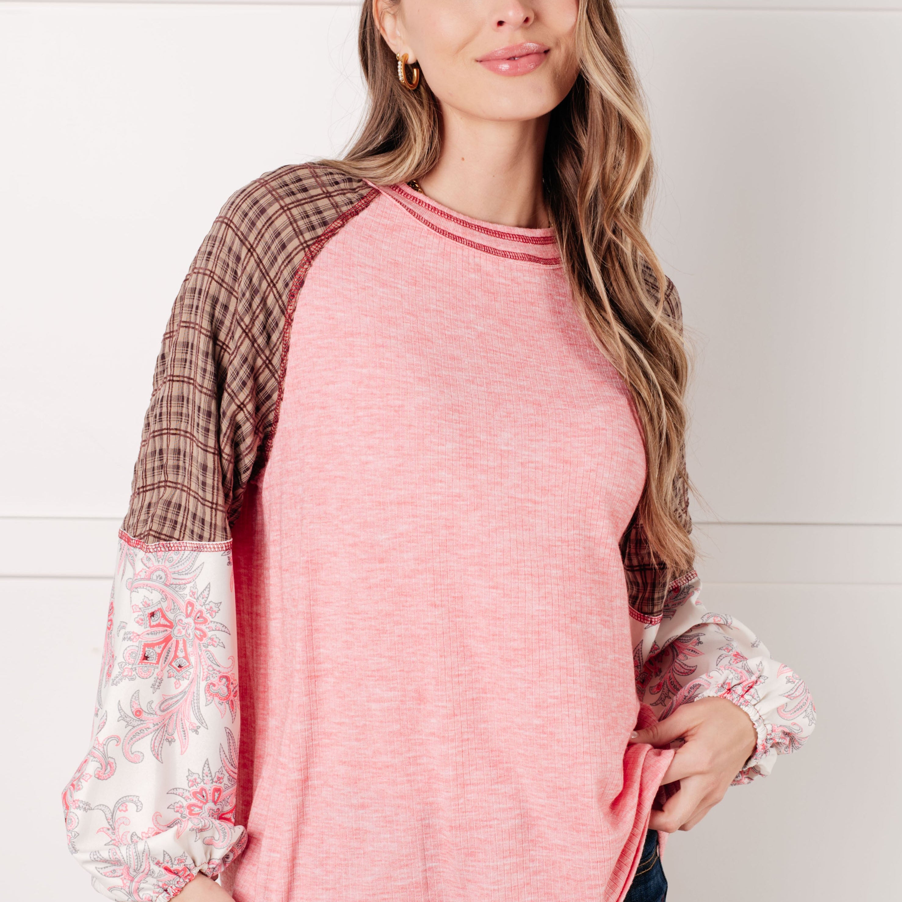 Walk for Miles Floral Color Block Top
