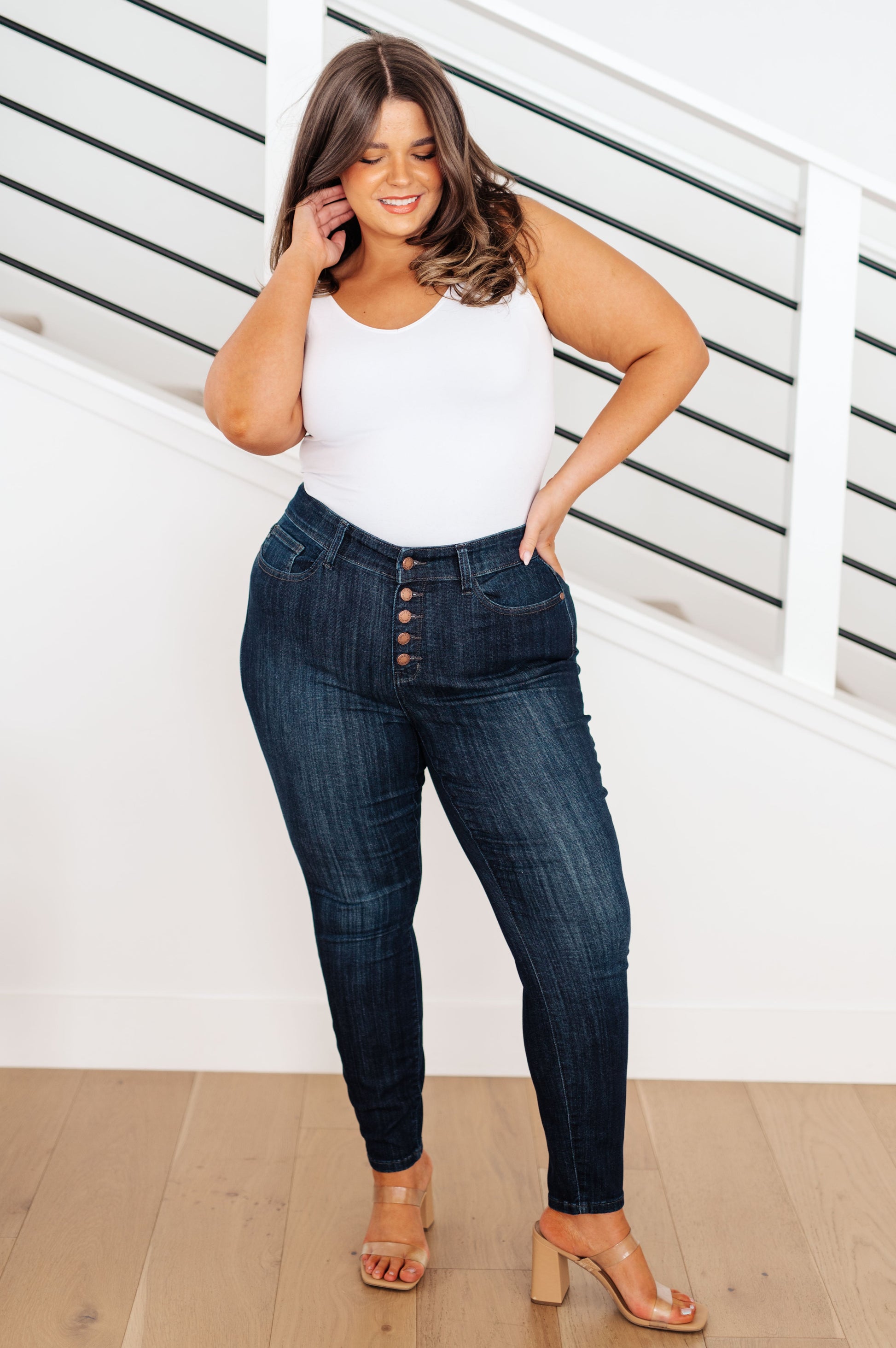Judy Blue - Celecia High Waist Hand Sanded Resin Skinny Jeans