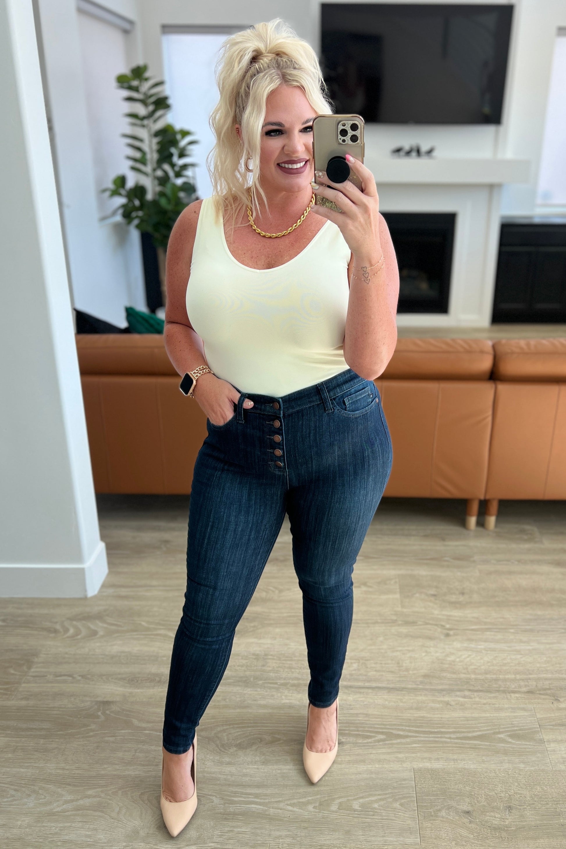 Judy Blue - Celecia High Waist Hand Sanded Resin Skinny Jeans