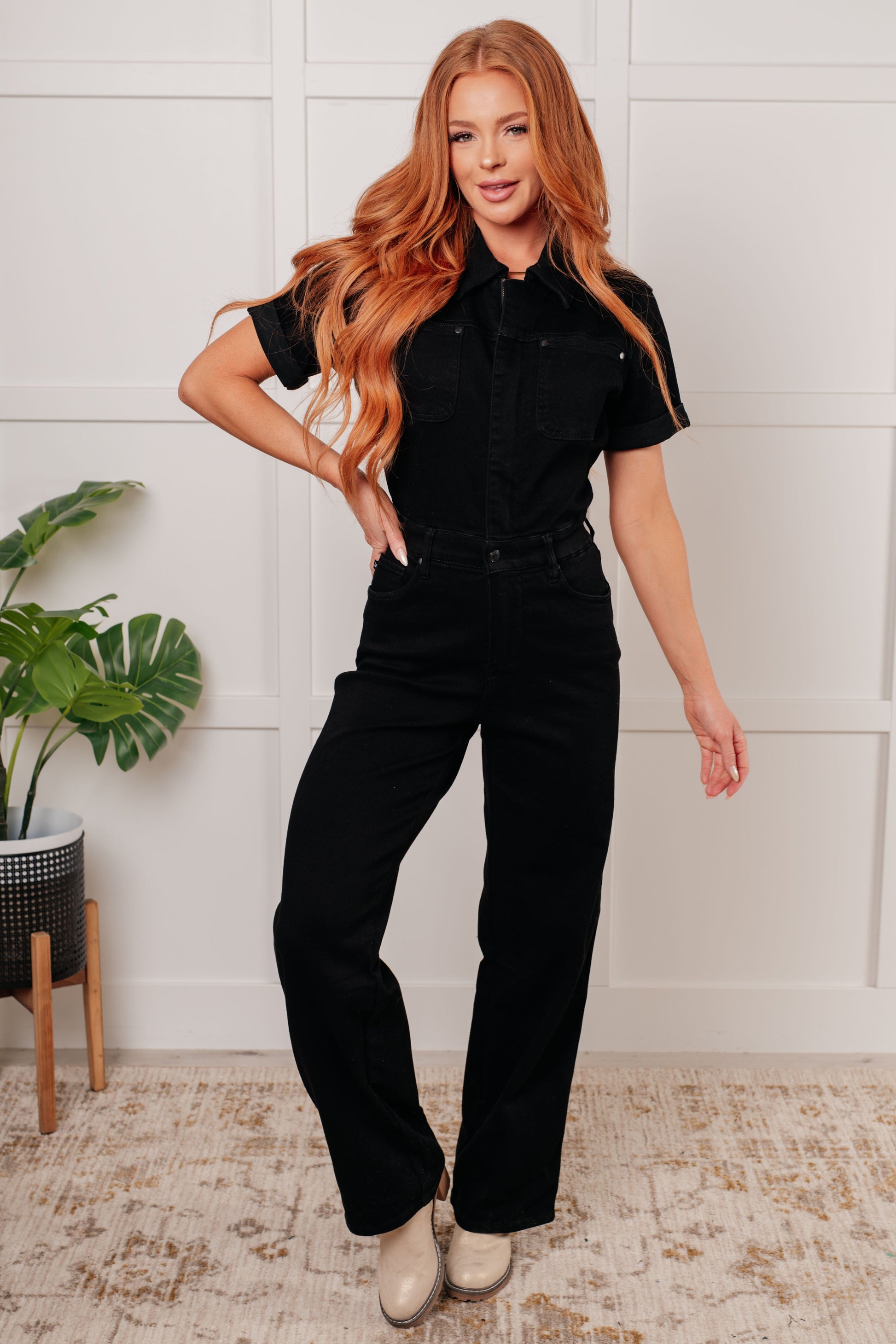 Judy Blue - Tilda Short Sleeve Control Top Denim Jumpsuit
