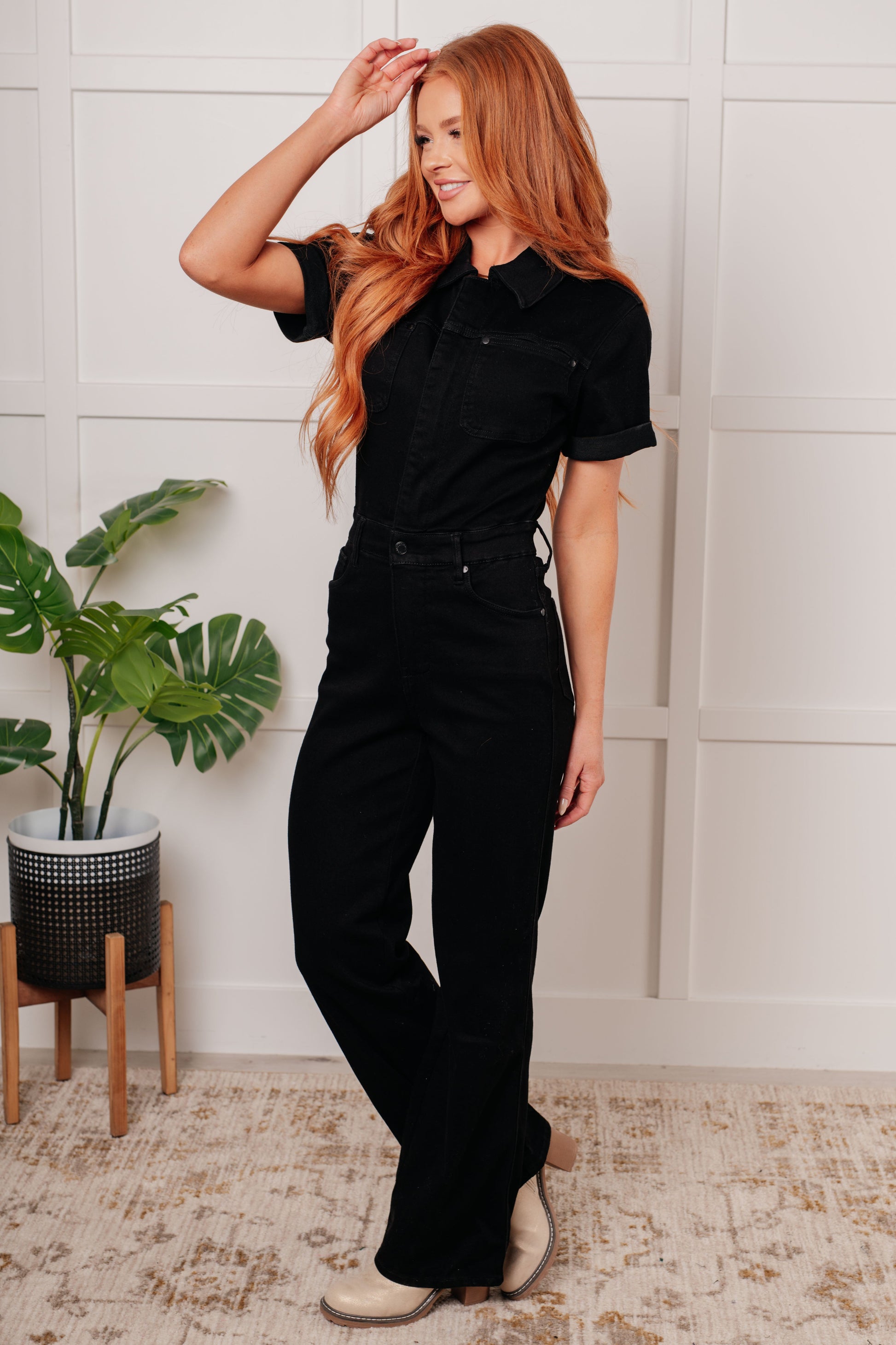 Judy Blue - Tilda Short Sleeve Control Top Denim Jumpsuit